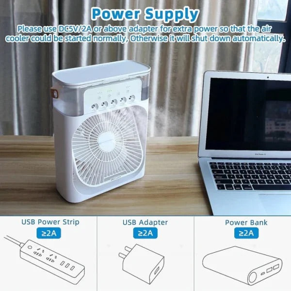 Portable Air Conditioner Fan | Led Night Light Water Mist