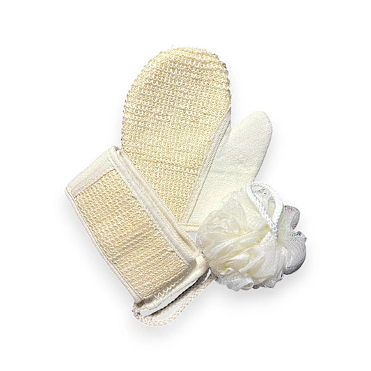 Exfoliating Bath Set: Spa Level Smooth Skin at Home | Exfoliating Gloves , Scrubber belt set