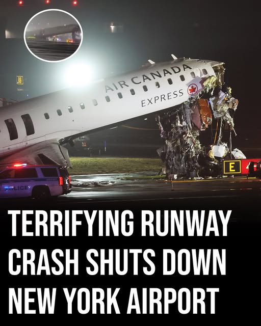 New York airport closed after collision between Air Canada plane and fire truck