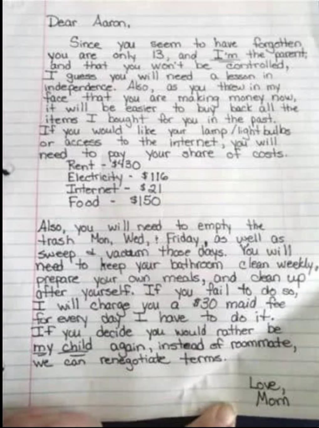 Mom leaves powerful note on “disrespectful” son’s door